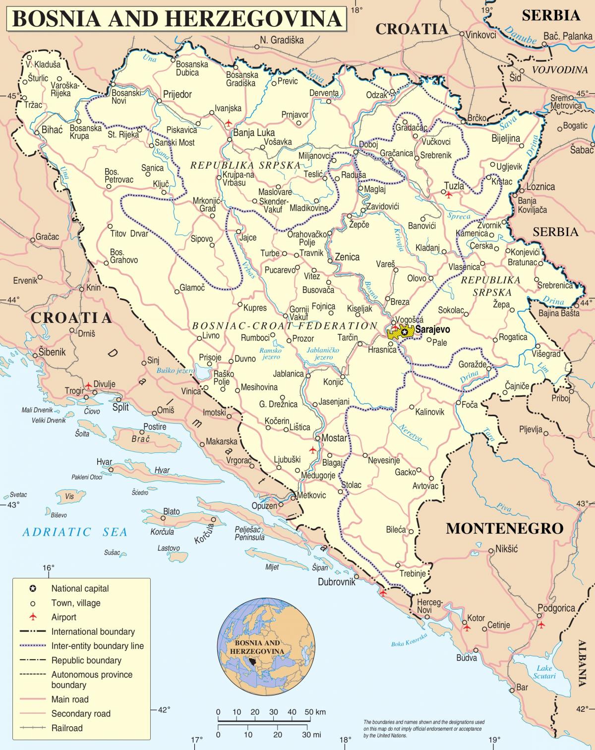 mapa ng Bosnia