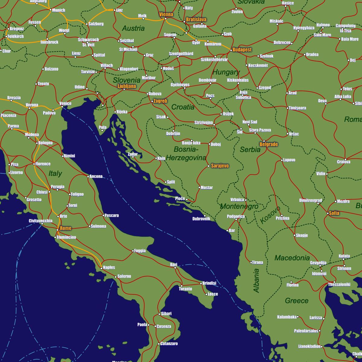Bosnia tren mapa