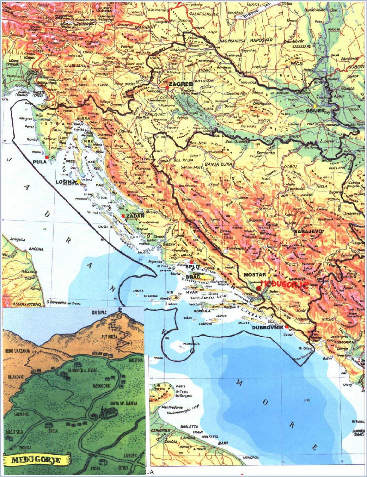 mapa ng medjugorje Bosnia Herzegovina