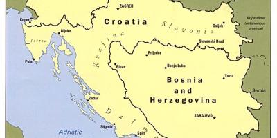 Mapa ng Bosnia at Herzegovina at mga nakapaligid na mga bansa
